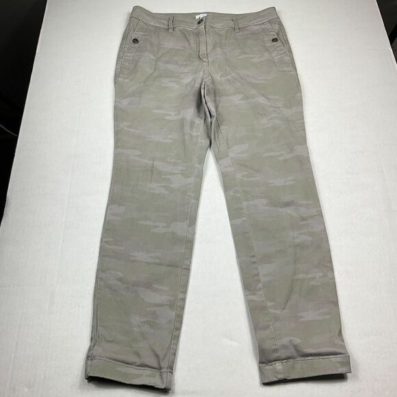 J.Jill Ankle Chino Pants Camouflage Casual Mid Rise Zip Up Stretchy 10P PETITES - Picture 1 of 12
